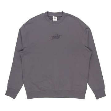 Men's Nike Logo Embroidered Loose Round Neck Gray