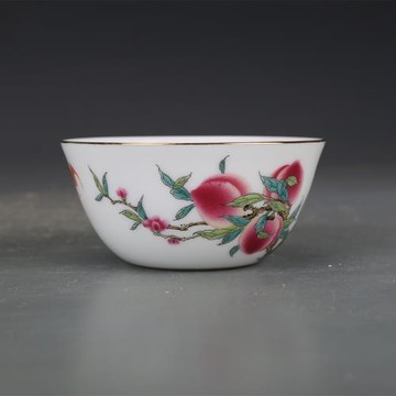 仿古瓷器清乾隆粉彩五桃紋主人杯120ml