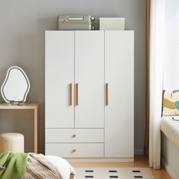 林氏木業北歐小戶型1.2M三門衣櫃LS466-白色-(H014390589)