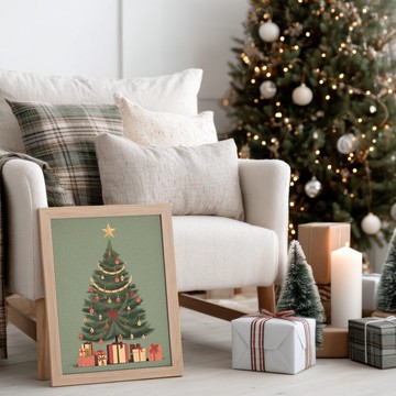 歡樂耶誕風格 / 經典聖誕樹 節慶掛畫 海報 無框畫