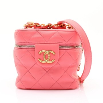 CHANEL 香奈兒 粉色 羊皮 Vanity Box 肩背包 金釦 【二手名牌BRAND OFF】