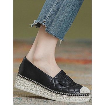 單鞋女韓版百搭中跟樂福鞋厚底懶人一腳蹬2025秋新款小香風漁夫鞋