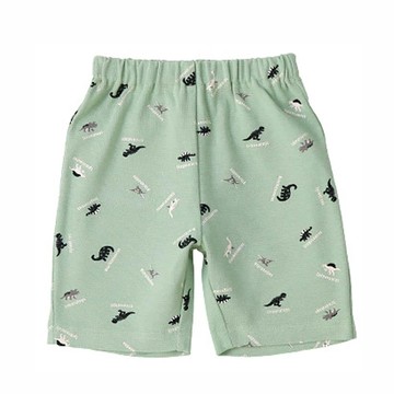 日本 ZOOLAND - 百搭印花彈力休閒短褲-恐龍-薄荷綠