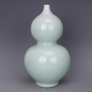 清豆青釉葫蘆瓶仿古老貨瓷器家居中式客廳酒店擺件古董古玩收藏1入