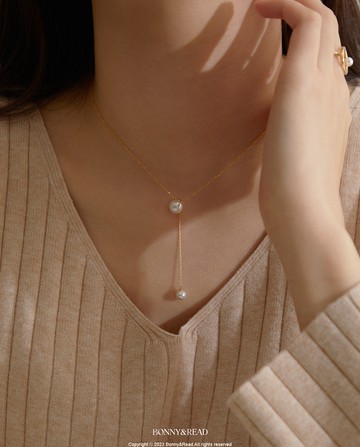 [韓國] [採用施華洛世奇珍珠/純銀] 貝爾蒙特鎖骨鍊 / Belmont Necklace