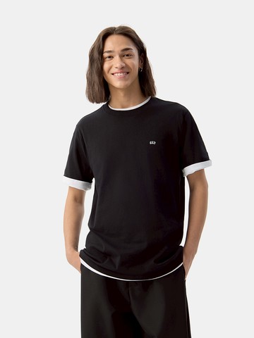 男裝 Logo純棉印花圓領短袖T恤-黑色