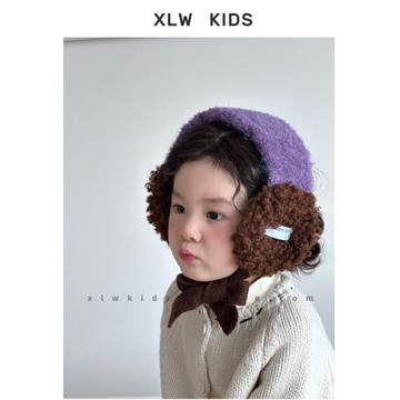 韓國新款拼色加厚羊羔毛兒童耳罩秋冬保暖防寒冬季男女寶寶耳捂子