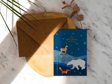 北極熊夜生活【CM19001】洛可可草莓 手創明信片 聖誕卡片含信封