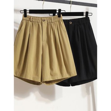 大碼短褲闊腿褲夏季寬松薄款高腰純色五分褲胖MM女褲時尚韓版中褲