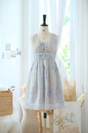無袖碎花短洋裝 伴娘洋裝 派對洋裝