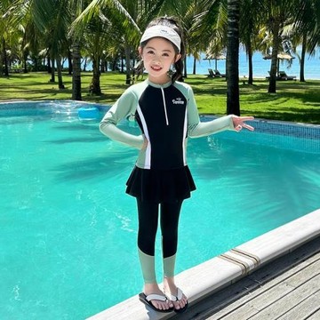 兒童泳衣女童長袖長褲分體中大童2025年新款女孩初中生游泳套裝備