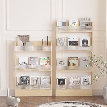 雜誌置物架 書報架縫隙落地式雜志架ins風展示架兒童繪本收納架多層超薄書架