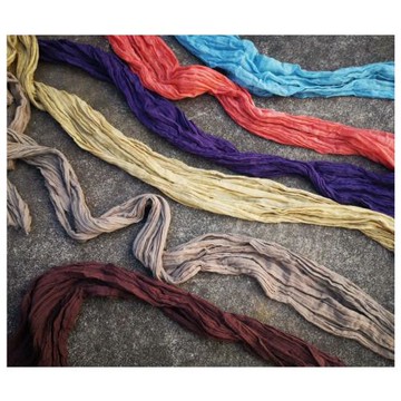 春夏棉質小圍巾小紗巾小絲巾 純色褶皺復古日系配搭窄細長小圍巾