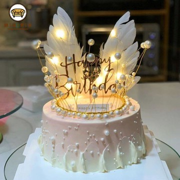 免運/附發票 仿真蛋糕模型 海草皇冠生日蛋糕蛋糕裝飾擺件女王珍珠網紅烘焙配件生日裝扮插件