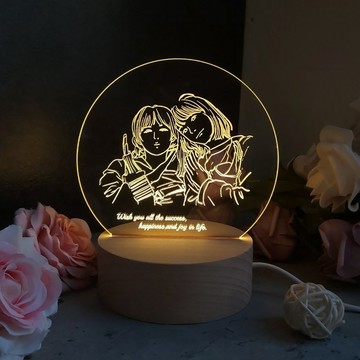 日系繪 圓型小夜燈 人像似顏繪結婚情人節情侶聖誕節生日畢業禮