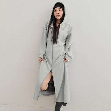 愛心雙拉鍊連帽長洋裝 MUA