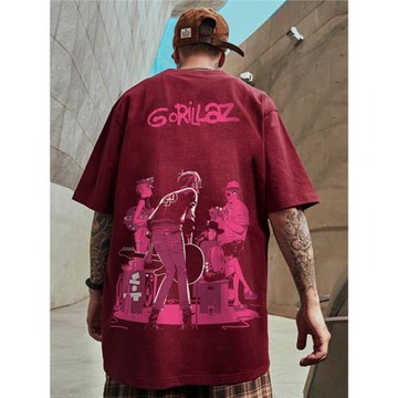 紅色短袖t恤男胖2025新款重磅純棉夏季嘻哈加肥加大碼上衣服半袖D