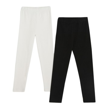 BASE ALPHA ESSENTIALS 兒童厚實羅紋內搭褲 2件組  120  黑色 + 白色