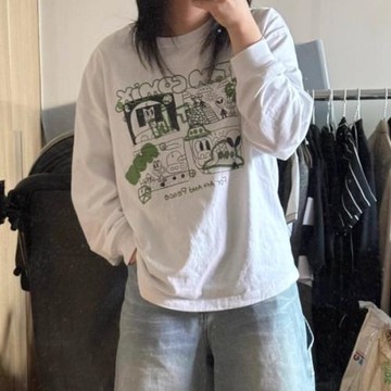 韓單 TimC0mix 涂鴉 藝術 趣味插圖 印花 男女 純棉 長袖