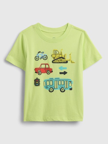 男幼童裝 純棉印花圓領短袖T恤-淺綠色