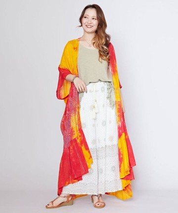 【熱門預購】 金箔紮染薄長罩衫 (3色) IDS-5223