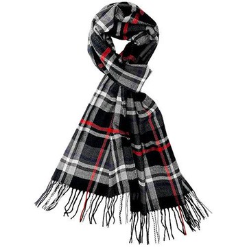 Calvin Olivia  超柔軟羊絨手感黑紅格紋色圍巾