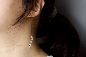 不朽彩色孔雀羽 | 精選多色天然石純銀垂墜耳環 // 手作材料包