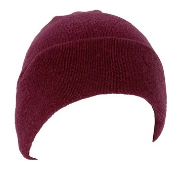 紫莓色紐西蘭貂毛羊毛帽雙層保暖帽登山帽男女