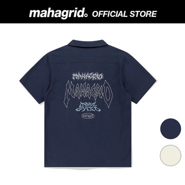 [MAHAGRID] 多標誌亞麻半襯衫MULTI-LOGO LINEN HALF SHIRT
