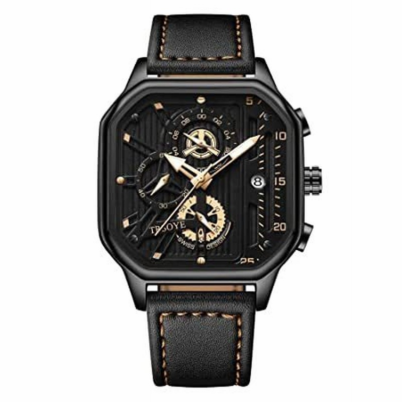 Mens Watch Analog Black Watches for Men Automatic Chronograph