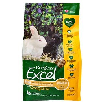 Burgess 伯爵 兔飼料 成兔用 奧勒岡葉  1.5kg  1袋