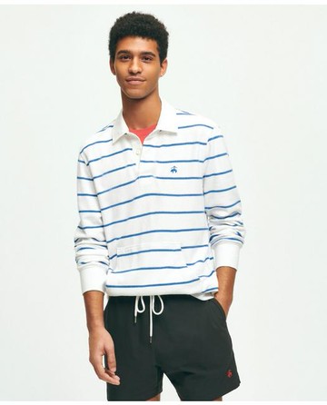 Brooks Brothers Men's Terry Cloth Rugby Shirt | White | Size Medium