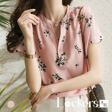 【Lockers 木櫃】春季溫柔梅花雪紡上衣 L112022003