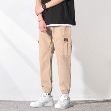 🔥免運 台灣現貨🔥男生工裝褲 多口袋長褲男 透氣男褲 修身長褲 時尚素色褲子男 工韓系作褲 縮口褲 速乾男褲 彈力腰圍