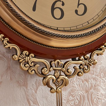 歐式復古掛鐘創意客廳實木搖擺鐘表美式金屬時鐘家用現代簡約大氣