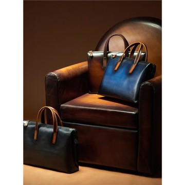 高端奢侈品男士公文包新款商務真皮大容量手工復古手提包男高級感