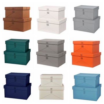 樣板間衣帽間皮革收納箱輕奢家用儲物盒桌面三線款灰色橙色收納盒