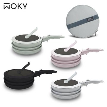 【WOKY 沃廚】TICERA 系列塔塔鍋-可疊不沾鍋(可拆把手/平底鍋/煎鍋/炒鍋/湯鍋)