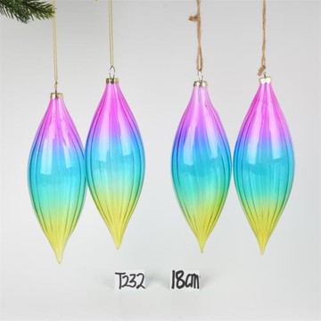 圣誕節裝飾彩繪玻璃造型球水滴樹吊飾圣誕樹櫥窗場景布置葫蘆掛件