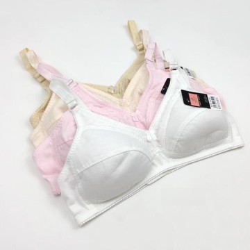 夏薄款中老年文胸無海綿少女內衣無鋼圈胸罩超薄款b杯簡單后2排扣