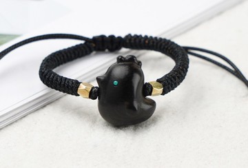 簡約手作 檀木生肖動物小雞手鏈手繩