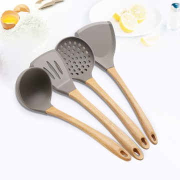 鍋鏟套裝 卡特馬克家用不粘鍋硅膠鍋鏟耐高溫炒菜不沾專用木質勺子鏟子套裝【MJ10272】