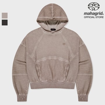 [MAHAGRID WOMAN] 染色曲線接縫短款連帽衫_韓風