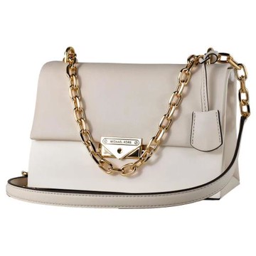 【MICHAEL KORS】翻蓋皮革肩斜兩用鍊包-米白