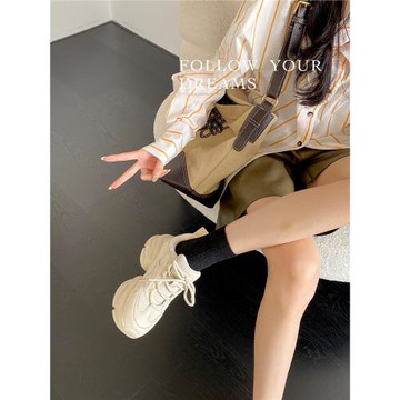 「鞋登」網紅超火老爹鞋女2023夏季新款厚底超高透氣顯腳小運動鞋