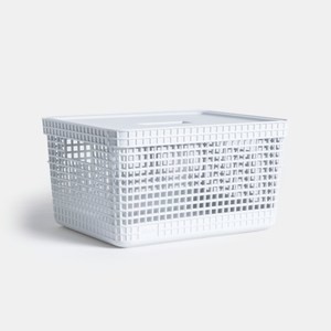 巴西OU Grid附蓋收納籃 M 白