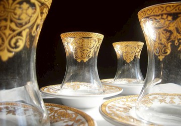 【老時光 OLD-TIME】早期二手土耳其玻璃茶具組(6杯6盤為一組)