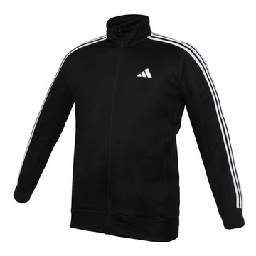 ADIDAS 男立領運動外套-吸濕排汗 涼感 上衣 運動 休閒 慢跑 JC7724 黑白