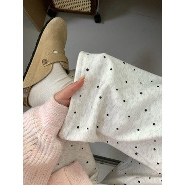 休閒褲 工裝褲女 長褲 休閒長褲 日本 韓國 秋季長褲 波點糯米闊腿褲女2025新款韓版百搭時尚高腰顯瘦寬鬆直
