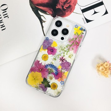 天然黃紫白藍系押花手機殼適用於iPhone 16e Samsung S25 Ultra